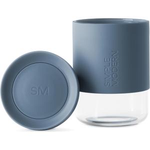 Simple Modern Clarity Cup | Glass Coffee Tumbler with 360 Lid and Silicone Sleeve | Iced Cold Brew and Tea Travel Mug | 12oz, Blue Dune