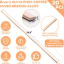 Therwen 20 Sticks Silver Brazing Rods Aws Bcup-5, 15% Silver 0.050" x 1/8" x 19.5" Solder Phos Copper Brazing Alloys Flat Welding Rods Industry for Air Conditioning Refrigerator HVAC Unit