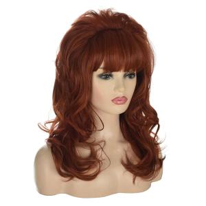 FVCENT 80s housewife wig Big Bouffant Hair Long Wavy Classical Beehive Wigs with Bangs Married Costumes for Women (Auburn)