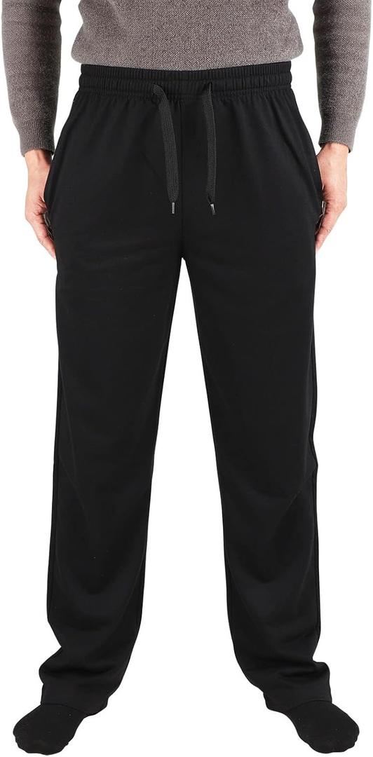 Facitisu Mens Active Fleece Athletic Sweatpant Basic Running Drawstring Workout Sweat Pants (Large, 706-black)