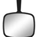 PROTECLE Hand Mirror, 10.3" L x 7.4" W Salon Barber Hairdressing Handheld Mirror with Handle, Square Black