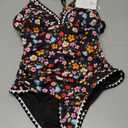 B2prity One Piece Swimsuit for Women Tummy Control Ruched Bathing Suit Push Up Tie Back Swimwear Shell Stitched (Medium, Colorful Floral)