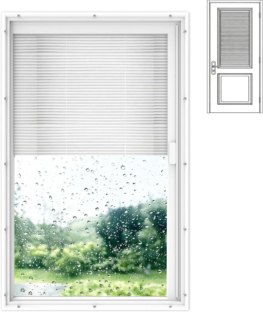 22" x 36" Entry Door Glass Inserts with Blinds, Double Pane Tempered Glass Insert for Entry Doors, Enclosed Blinds for Doors with Easy Installation