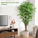 6.2ft Ficus Artificial Trees with 3 Natural Curved Trunks, 74" Tall Lush Faux Tree for Home Decor Indoor, Green Lifelike Fake Ficus Tree Artificial Plants