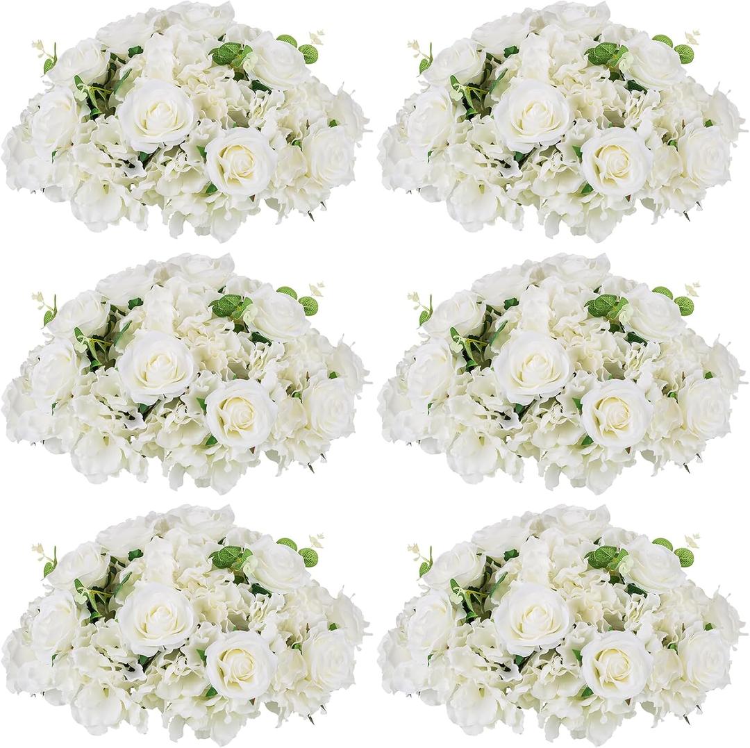 White Flowers Balls for Centerpieces: 6 PCS 15.7" Diam Flower Centerpieces for Tables in Wedding Reception Decorations Arrangement for Party Celebration Planners