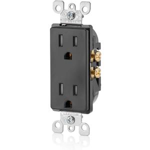 Leviton 15 Amp Decora Tamper-Resistant Duplex Electrical Wall Outlet, Black, T5325
