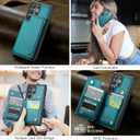 Vinich for Samsung Galaxy S25 Ultra Wallet Case with Card Holder, RFID Blocking Credit Slots Kickstand Shockproof Phone Cover Fit for Galaxy S25 Ultra 6.9" Bluish Green