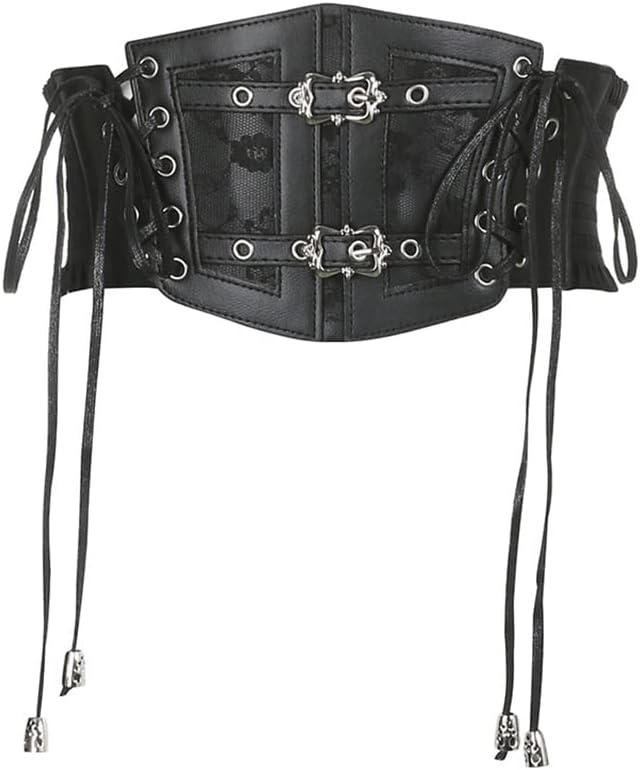 Sup-Coente Goth Waist Corset Belt for Women Gothic Punk Alt Emo Fashion (Black 1)