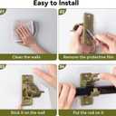 ANDGOO 8 Pack No Drill Curtain Rod Holder, Nail Free Adjustable Rod Hooks, Holding Up to 17 lbs, PET Self Adhesive Curtain Rod Hangers for Smooth and Flat Surfaces(Rustic Brown)