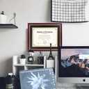 FramePro 11x14 Diploma Frame with Black over Gold Mat, 14x17 Certificate Frame, Real Wood with Gold Trim, Mahogany Frame with Arcylic