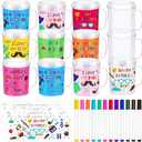 Umigy 12 Set Father's Day DIY Color Your Own Cups Bulk Painting Your Own Mug Craft for Dad 8 oz DIY Drawing Coffee Cup Ideas Father's Day Coloring Party Favors Gifts for Grandpa Home Activities