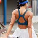 RUNNING GIRL High Impact Sports Bras for Women, High Support Running Strappy Women's Sports Bra with Sewn in Pads (Blue, XXL)