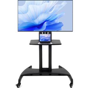 Rolling TV Stand, Mobile TV Cart with Adjustable Shelf for 32-75 Inch TVs | Portable Mobile TV Stand, 132 LBS Weight Capacity, Suitable for Living Room/Bedroom/Office