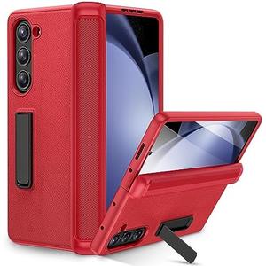Amazon.com: Ruky for Galaxy Z Fold 5 Phone Case with Kickstand, Full Body Case with Built-in Screen Protector & Hinge Protection PU Leather Protective Cover, Red : Cell Phones & Accessories