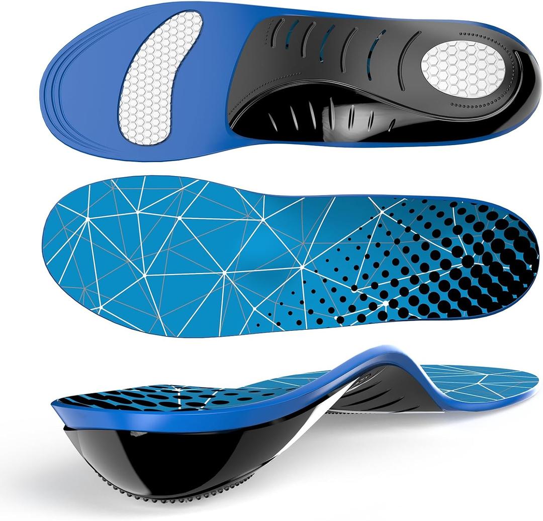 Plantar Fasciitis Arch Support Insoles - Welnove Heavy Duty High Arch Inserts Standing All Day, Fatigue Reduce - Orthotic Cushion for Foot Pain, Flat Feet, Heel Spurs, Man & Women, Fit Most ShoesBlue, M: W10.5-12/M 9-10.5