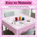 Mindsoft Scalloped Mahjong Tablecloth 55 x 55 Inches Square Tablecloth Polyester Game Table Cover for Mahjong Beginners Card Board Tile Games Supplies (Pink)
