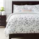Chanasya Premium Layered Leaf Duvet Cover Set - Duvet Cover (68 x 90) & 1 Pillow Sham (20 x 26) - 2-Piece Set, Twin Size, Gray Creme