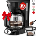 Mueller 12-Cup Drip Coffee Maker - Borosilicate Carafe, Auto-Off, Reusable Filter, Anti-Drip, Keep-Warm Function, Clear Water Level Window Coffee Machine, Kitchen Essentials & Accessories