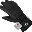 Achiou Ski Snow Gloves Winter Warm 3M Thinsulate Waterproof Touchscreen Men Women (Small, Black)
