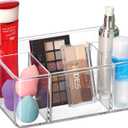 Amazing Abby - Glamour - Acrylic 5-Compartment Makeup Organizer (1-Pack), Transparent Plastic Beauty Supply Holder, Perfect Bathroom Vanity Storage for Makeup Palettes, Makeup Brushes, and More