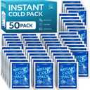 50 Pack Instant Ice Cold Pack (6 x 4.5) - Disposable Instant Ice Packs for Injuries | Cold Compress Ice Pack for Pain Relief