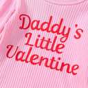 Baby Girl Valentine's Day Outfits Heart Print Romper+Flared Pants+Headband Infant Clothes 0-18 Months (Daddy's Little Valentine-pink)