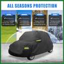 Motoforti for Fiat 500 2007-2022 Cover Waterproof Car Cover Outdoor Full Car Cover All Weather Protection Rain Sun Protection with Zipper Black Long-Lasting
