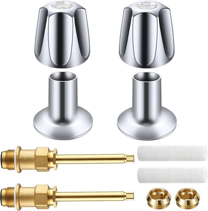 2 Piece Bathtub Shower Knob Replacement Kit for Price Pfister Verve and Windsor Tub/Shower Faucet Handle, Remodel/Rebuild Trim Kit with Hot & Cold Shower Knobs, Chrome(﻿Chrome)