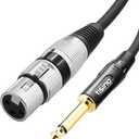 Tisino Female XLR to 1/4 (6.35mm) TS Mono Jack Unbalanced Microphone Cable Mic Cord for Dynamic Microphone - 10 FT/3 Meters
