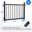 36"x45" Aluminum Gate with Self-Closing Hinges,Round Tube 3/4" pickets,DIY Adjustable Width Black Powder Coated Deck gate Kits Incl. Hinges Latch for Deck Railing Patios Gardens Indoor Outdoor
