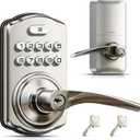 Keypad Door Lock with Handle, Keyless Entry for Front Door & Bedroom, Electronic Lock with Code, Auto-Locking, Easy Installation, Passage Mode, Satin Nickel
