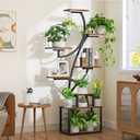 Uneedem Plant Stand Indoor with Grow Light, 8 Tiered Plant Shelf for Multiple Plants, 62" Tall Tree Shaped Metal Plant Rack Flower Holder for Room Corner Balcony Garden Patio