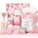 Gift Baskets for Women, Unique Birthday Gifts for Women, Best Friend Birthday Gifts, Self Care Gift Get Well Soon Basket, Cherry Blossom Relaxing Care Package for Mom Her BFF Sister Wife Girlfriend