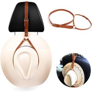 5 x Cowboy Hat Holder for Your Vehicle, Leather Cowboy Hat Mounts for truck, Cowboy Hat Rack for Pickup Truck Keep Your Hat Securely, Brown (1pc)