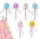 6 Pcs Christmas Lollipop Ornaments, Christmas Tree Candy Hanging Ornaments, Rainbow Lollipop Hanging Ornaments Candy Gift for Xmas Tree New Year Easter Birthday Party Decoration