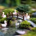 50 Set Mini Gooses Resin Tiny Gooses Figurine with Bows and Glue for Small Desk Goose Gift Decor for Cake Topper, DIY Crafts, Micro Landscape Ornaments, Miniature Geese Animal Statues to Hide(Pink)