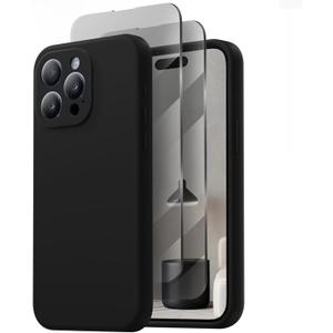 Designed for iPhone 15 Pro Max Case, Compatible with MagSafe, with 2X Privacy Screen Protectors, Full Camera Protection, Silicone Shockproof Protective Slim Phone Case 6.7", Black