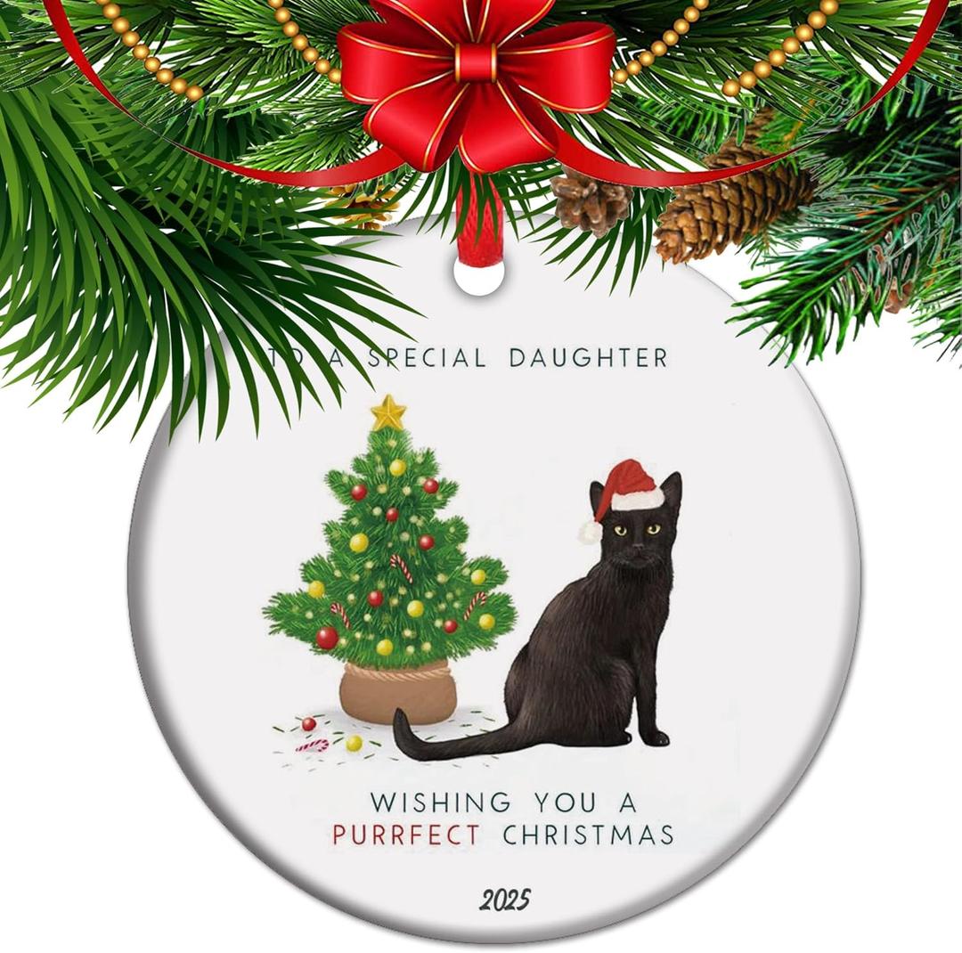 Black Cat Christmas Ornament for Daughter 2025 Wishing You A Purrfect Special Daughter Keepsake Cat Lover Holiday Decor (C2)