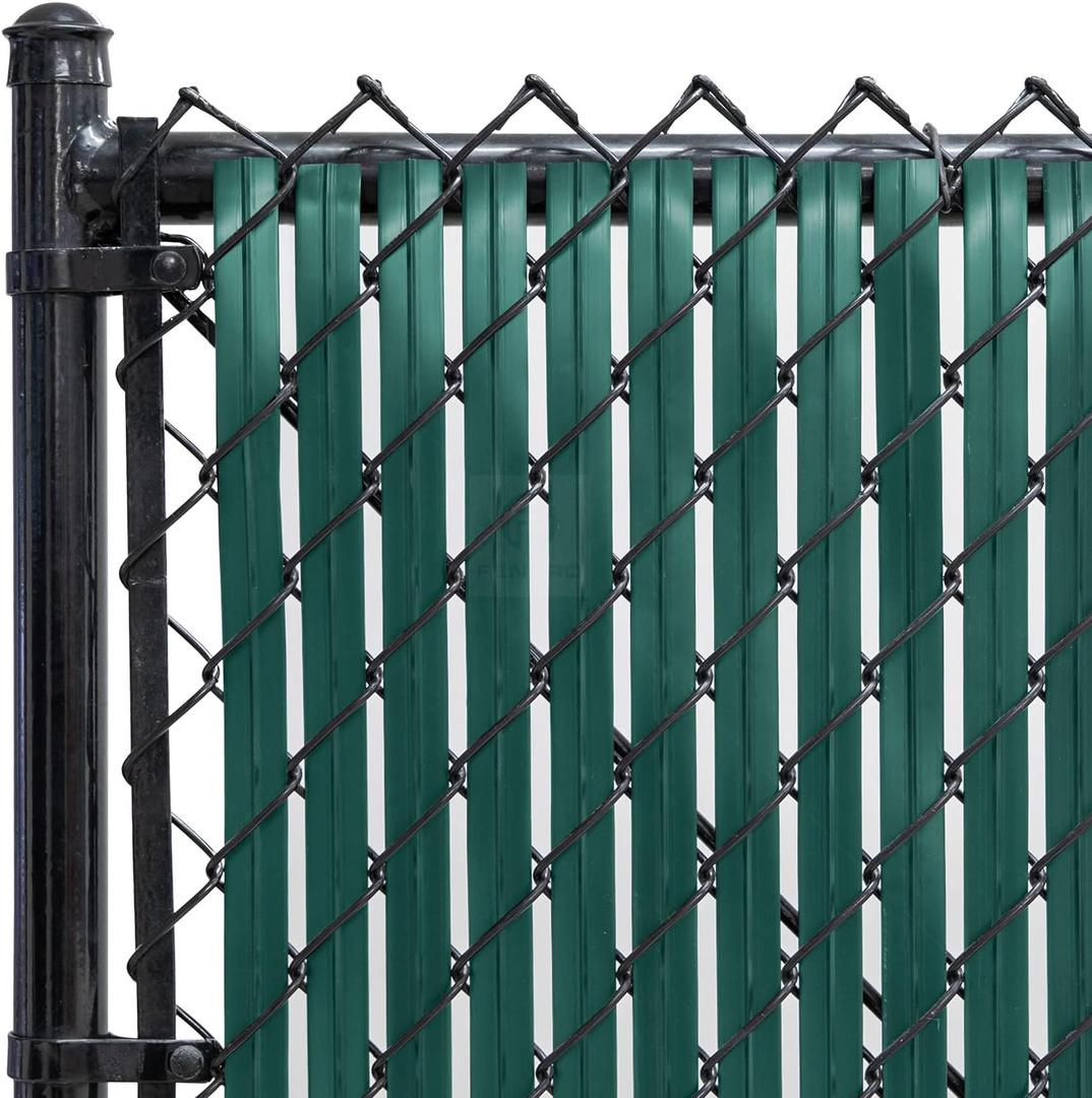 Chain-Link Fence Blade Slats with Bottom Lock (4-ft, Green)