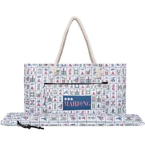 TIASUSAN Empty Printed Mahjong Bag for American Mahjong Set, Mahjong Carrying Bag with Tiles Bag and Racks Drawstring Bag