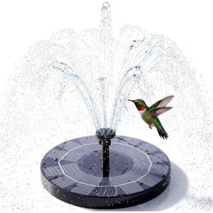 AISITIN 2.5W Solar Bird Bath Fountain Pump, Solar Fountain Pump for Bird Bath with 6 Nozzles, 6.7" Solar Powered Water Fountain Pump for Garden, Ponds, Pool, Fish Tank, Aquarium and Outdoor