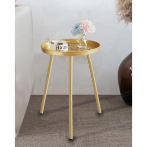 AOJEZOR Side Table: End Table for Any Room - Small Side Tables for Small Spaces Pure Golden with 3 Legged