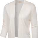 GRACE KARIN Women's 3/4 Sleeve Knit Cropped Cardigan Sweaters Open Front Bolero Shrugs Sweater Tops  (Ivory White) XL