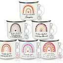 Hushee 12 Pcs Teacher's Day Appreciation Gift Set 6 Thank You Teacher Coffee Mug with 6 Thank You Appreciation Keychains Teachers Day Gifts for Women Men from Student Gift
