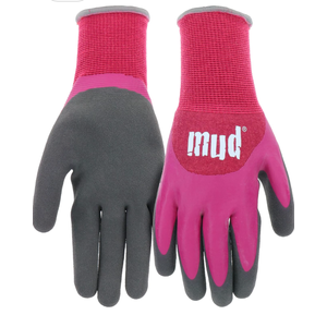 MUD Grip Women's Bamboo Double Dipped Latex Work Gloves, Water Resistant, UV Protection, Durable Grip, Abrasion Resistant, Pink, Medium/Large, (MD32001W-WML)