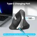 Wireless Ergonomic Vertical Mouse, Rechargeable Tri-Mode (Dual Bluetooth + 2.4G USB) Optical Mouse with Adjustable RGB Lighting, Multi-Device Control for Laptop, PC, Mac, iPad, Desktop (Dark Black)