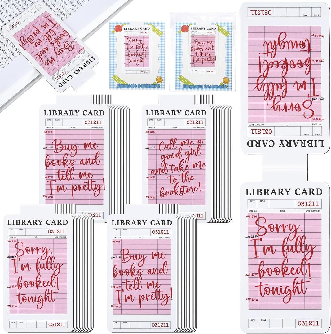 Resurhang Book Lover Gifts 48 Sets Magnetic Reading Bookmarks Bulk for Women Men Library Reading Tracker Magnetic Bookmark Book Club Bookish Gift for Students Teachers Office Classroom Reader