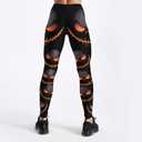 Women's High Waist Scary Print Halloween Legging Soft Stretchy Pumpkin Pattern Halloween Long Pants Trendy Leggings (L)