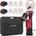 NEWTRY Pro Press Tool Kit Hydraulic Electric Pipe Crimping Tool 1/2",3/4",1",1-1/4",1-1/2", 2" Jaws 350 Rotatable Head Rechargeable 2pcs 5000mAh Batteries for Stainless Steel Copper PEX Pipes