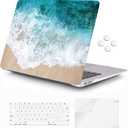 Compatible with MacBook Air 13 Inch Case 2020 2019 2018 Release A2337 M1/A1932/A2179 with Retina Display Touch ID, Hard Plastic Shell Case and Keyboard Cover for MacBook Air 13 -Beach